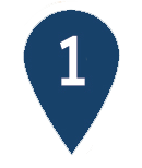 a map pin with the number 1 in the center