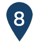 a location pin with the number 8 on it, corresponding to the location on the map image